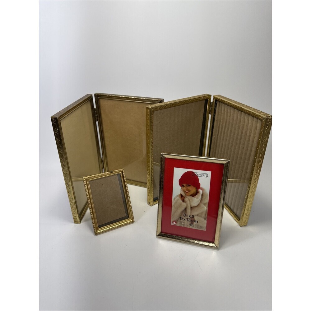 Lot Of Four Vintage Brass Ornate Picture Frames Varying Sizes